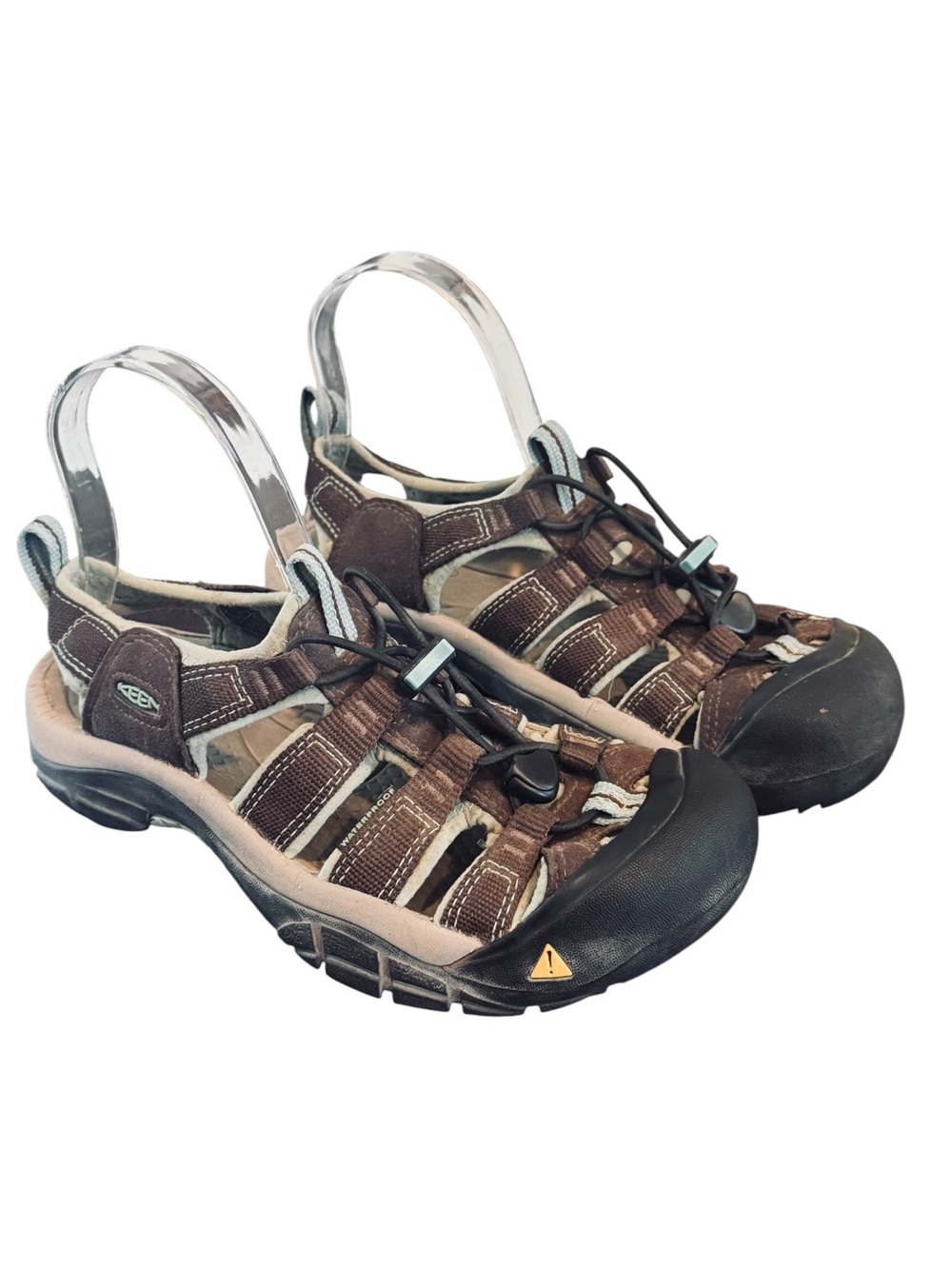 KEEN Newport H2 Water Sandals leather washable Brown Blue size 7
